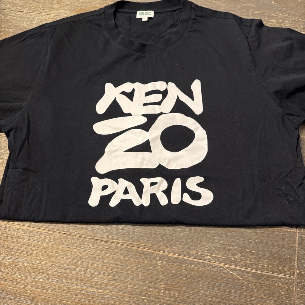 Kenzo Black Tee with Green Logo